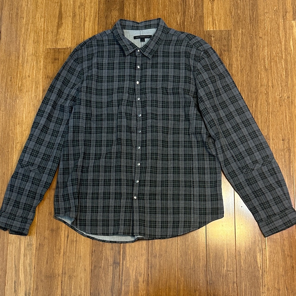 John Varvatos Charcoal and Black Checkered Shirt